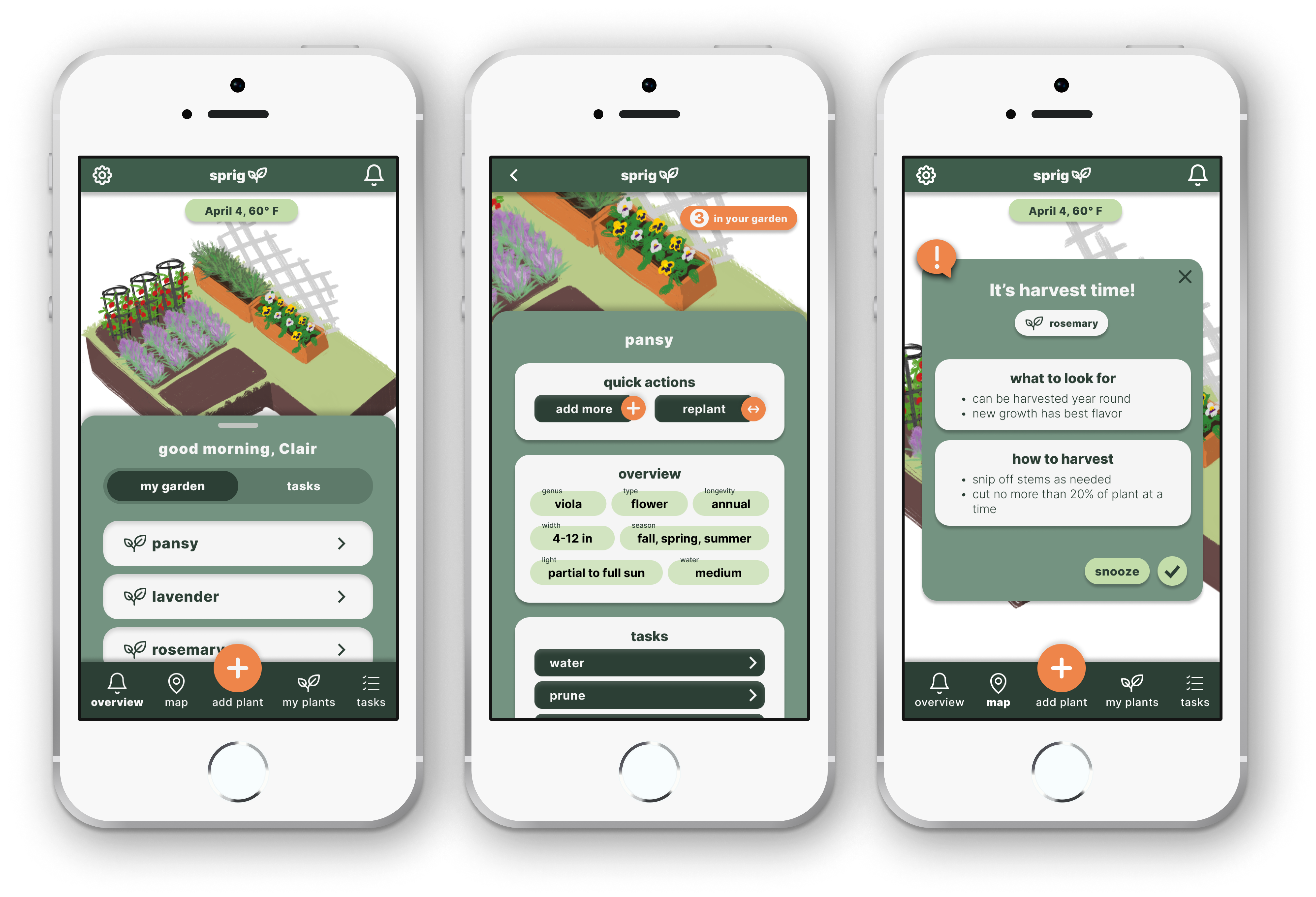 Sprig gardening app designs